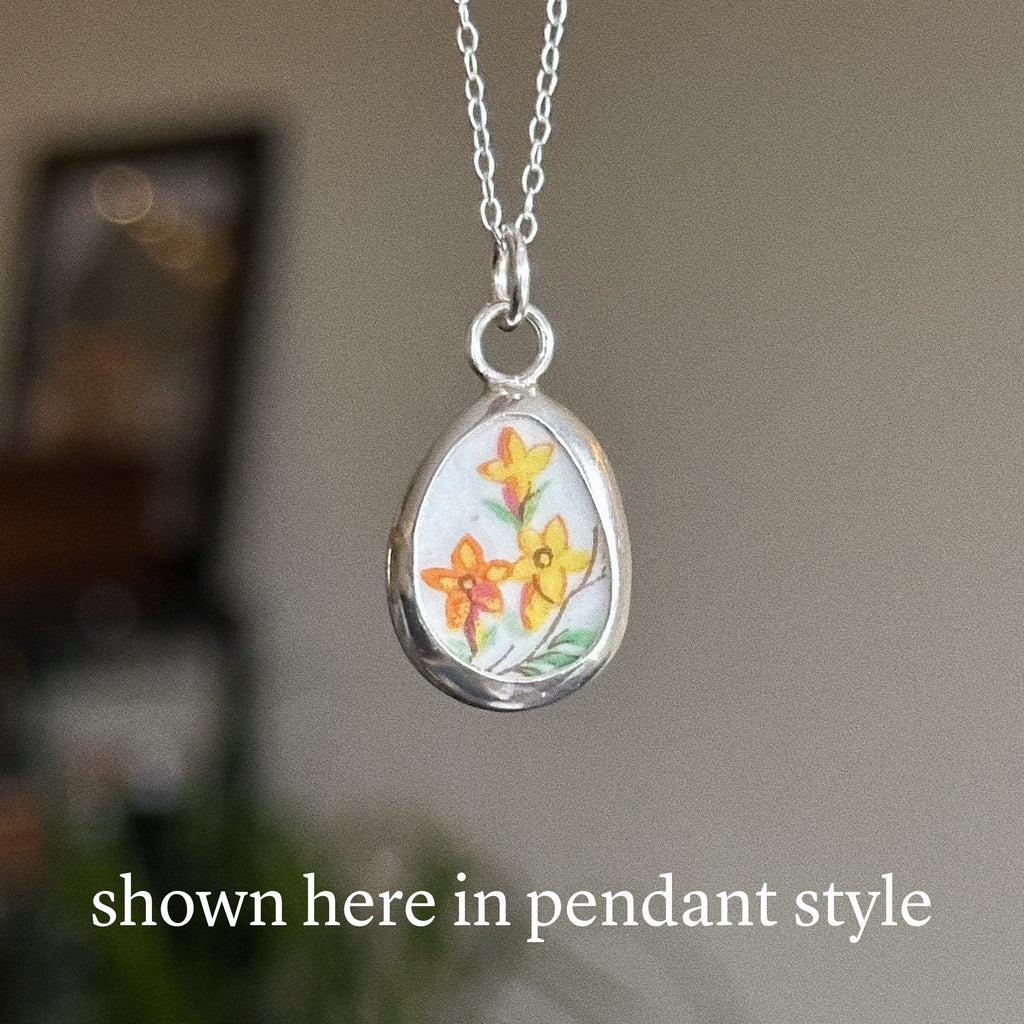 Vintage pottery charm + chain