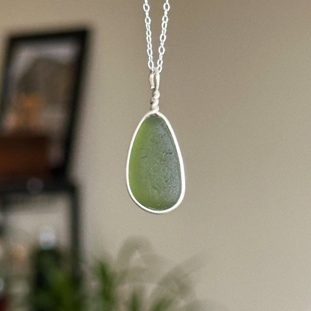 Sea glass wire wrap pendant