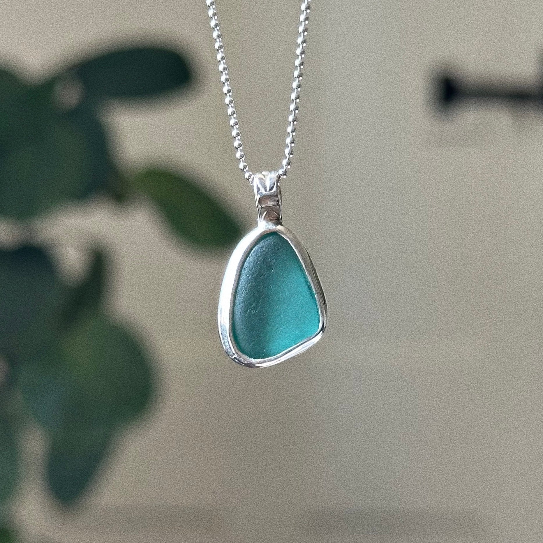 Artefact sea glass necklace with whale shark emblem No. 11