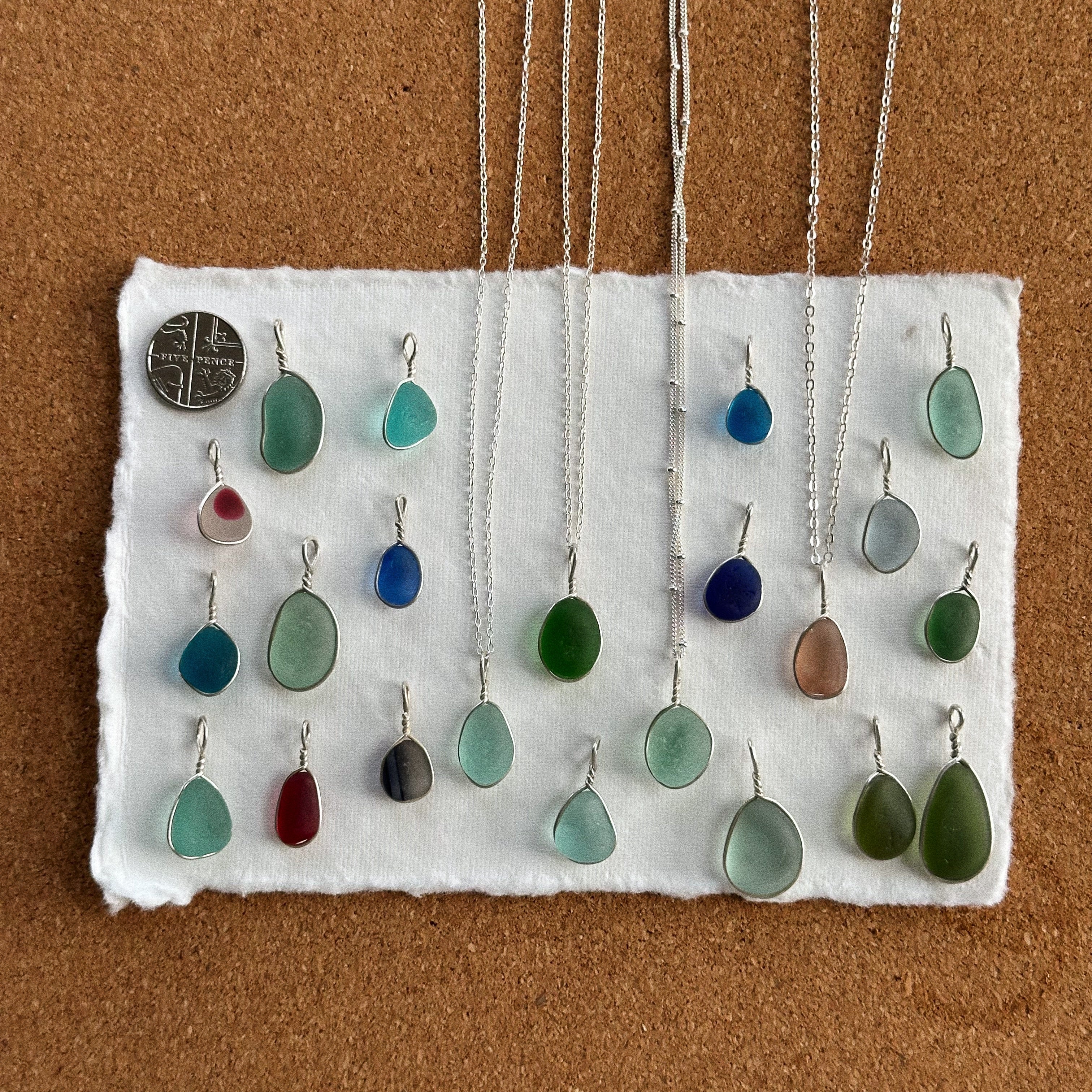 *Imperfect* Multi sea glass wire wrap pendant