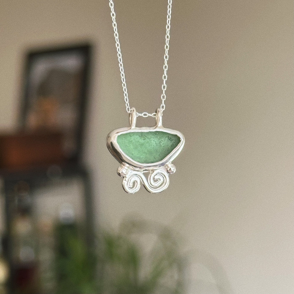Sea glass pendant ~ small bail