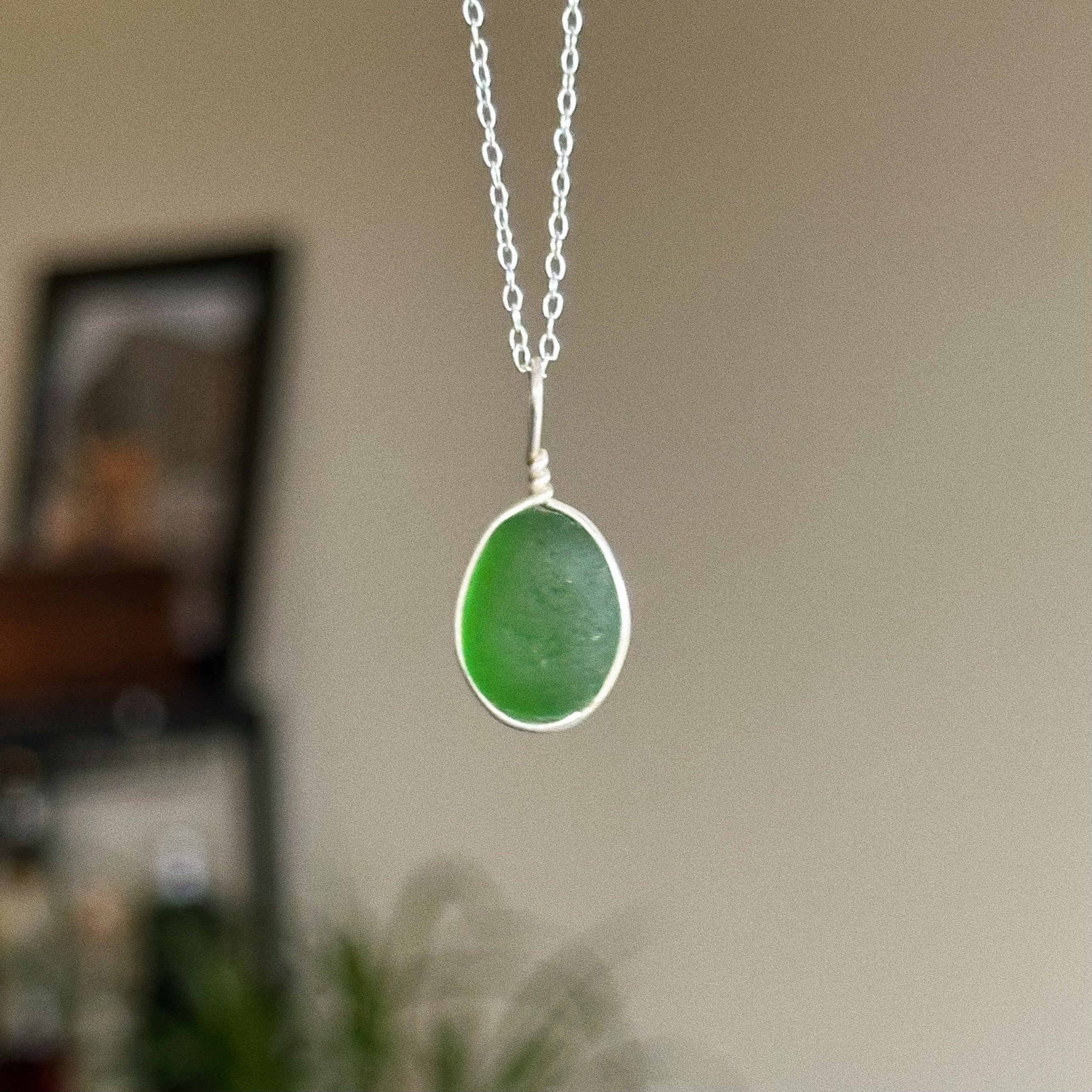 Sea glass wire wrap pendant