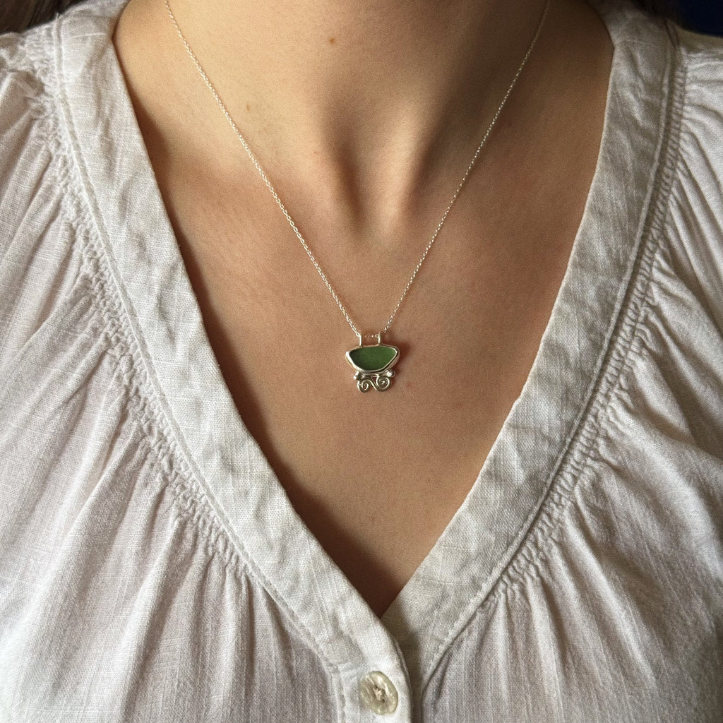 Sea glass pendant ~ small bail