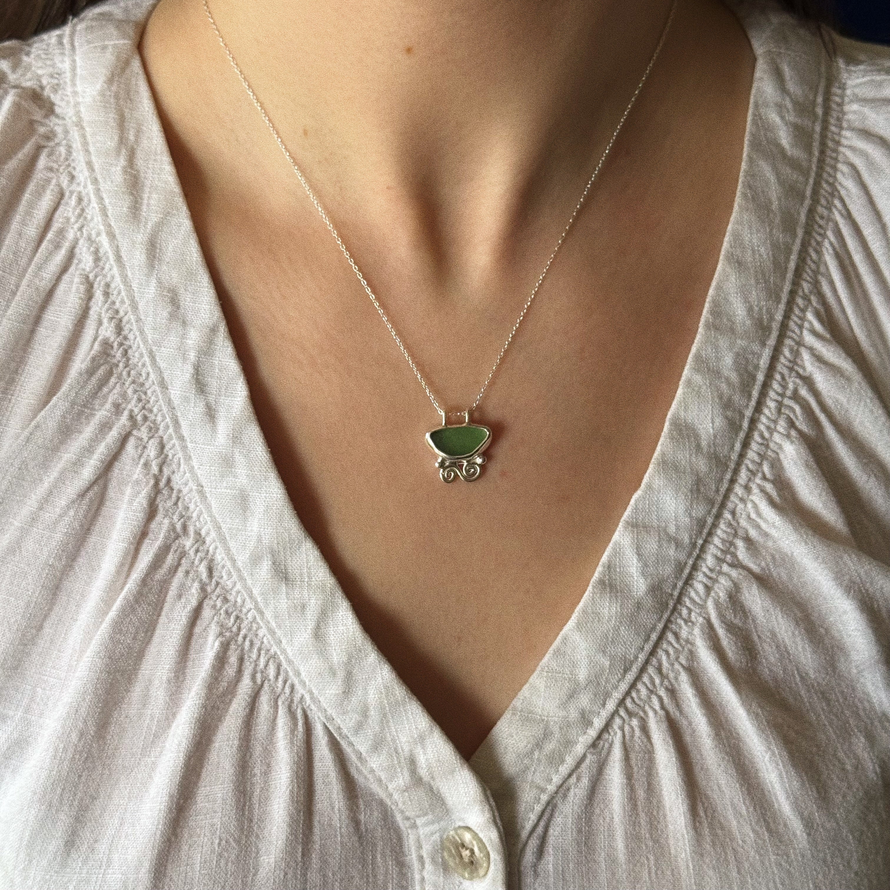 Sea glass pendant ~ small bail