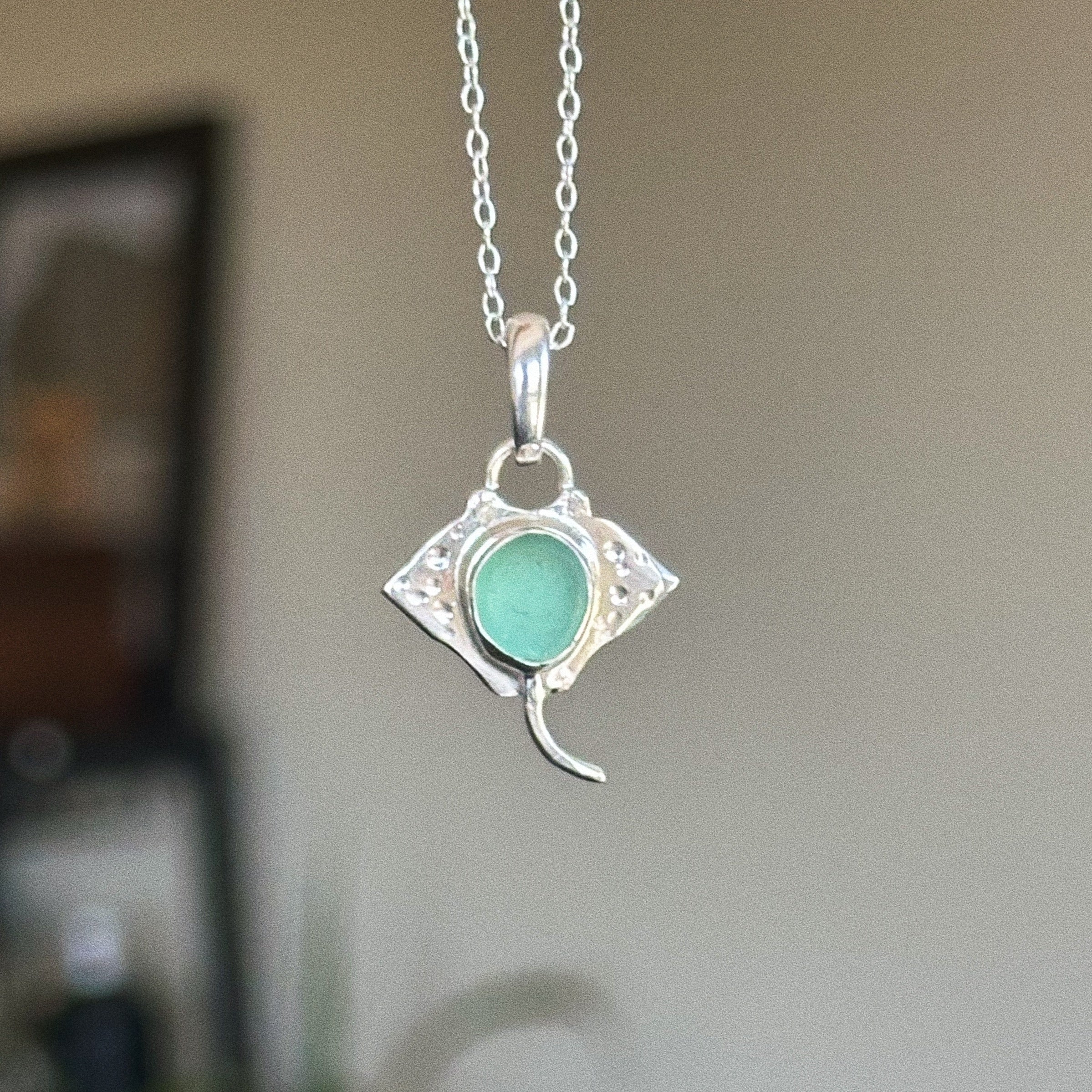 Sea glass manta ray charm