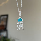Sea glass jellyfish charm + chain