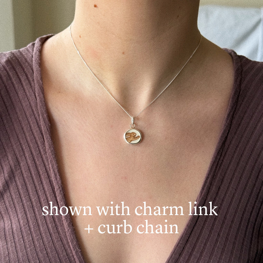 Vintage pottery charm + chain