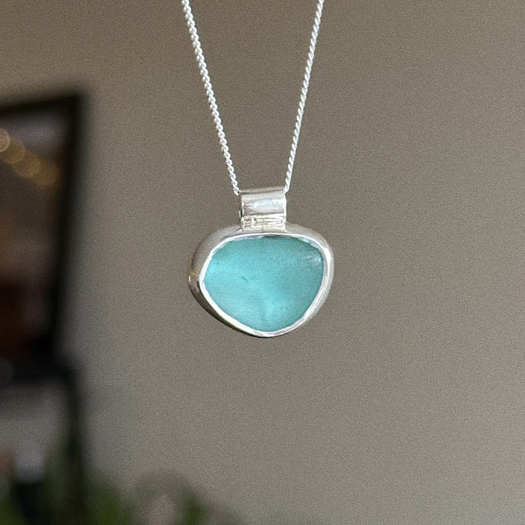 Lux sea glass pendant + chain