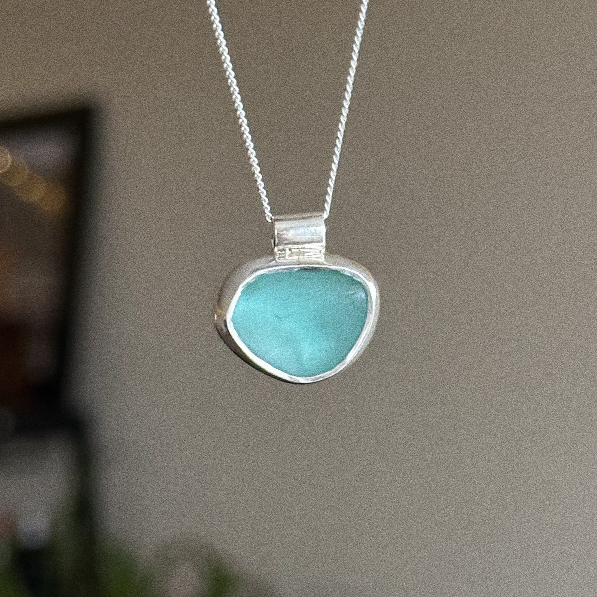 Lux sea glass pendant + chain
