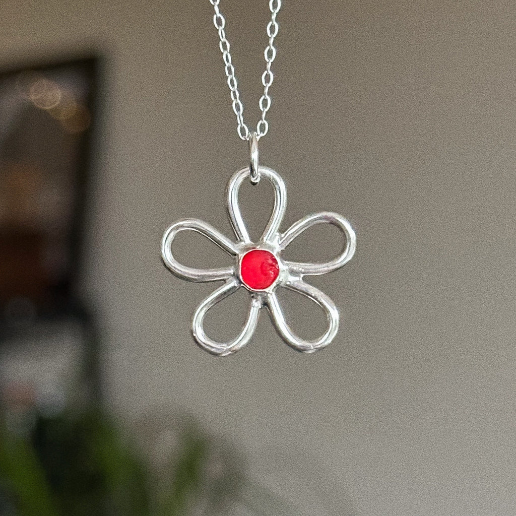 Large sea glass flower + chain