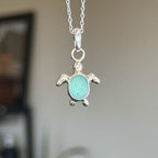 Sea glass turtle charm