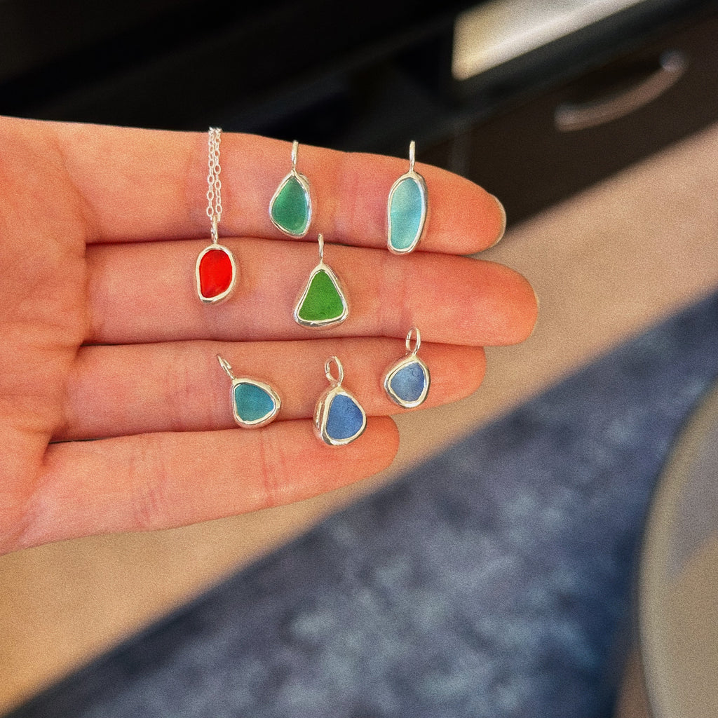 Sea glass twist pendant + necklace