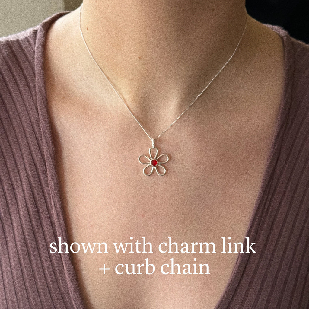 Large sea glass flower + chain