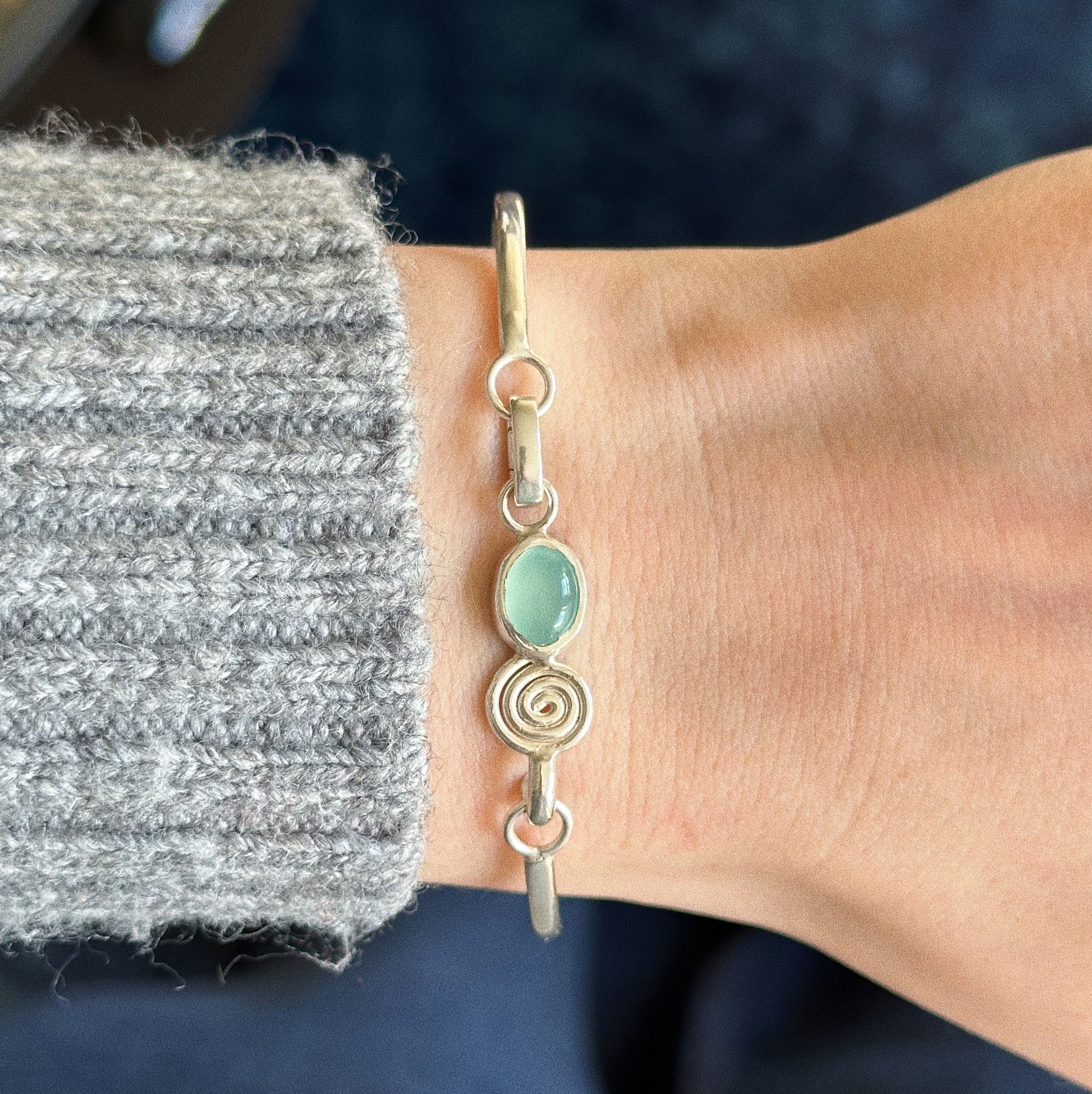 Chalcedony swirl cuff charm