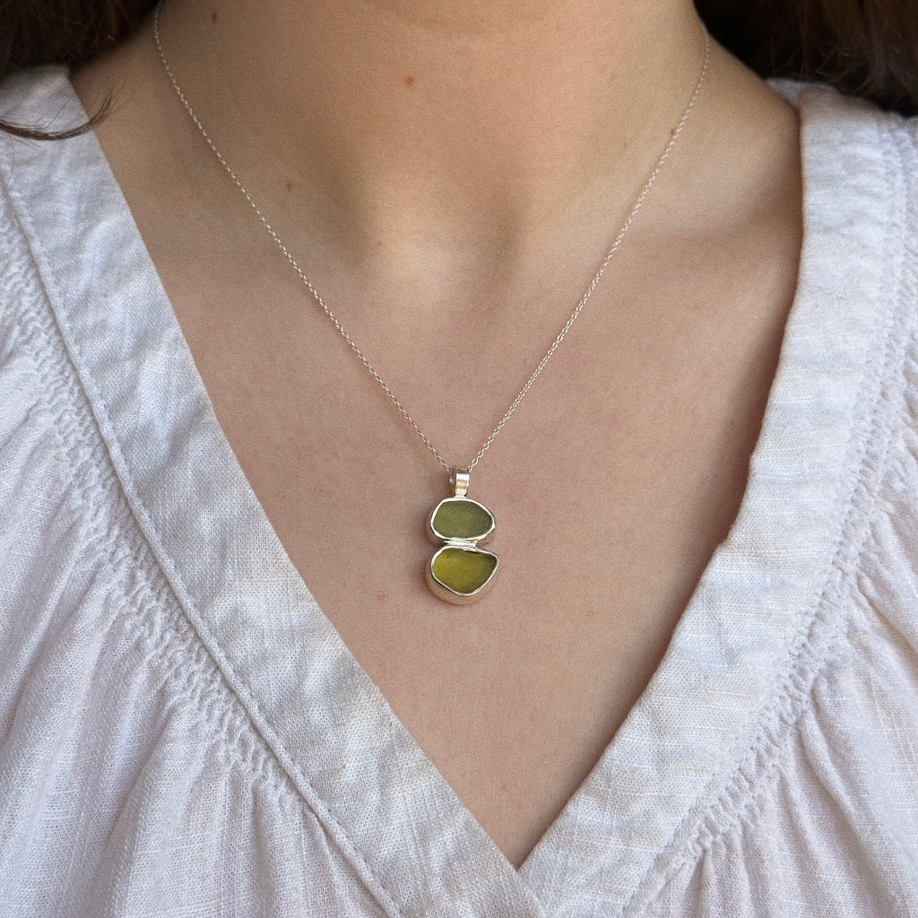 Double sea glass pendant No. 2
