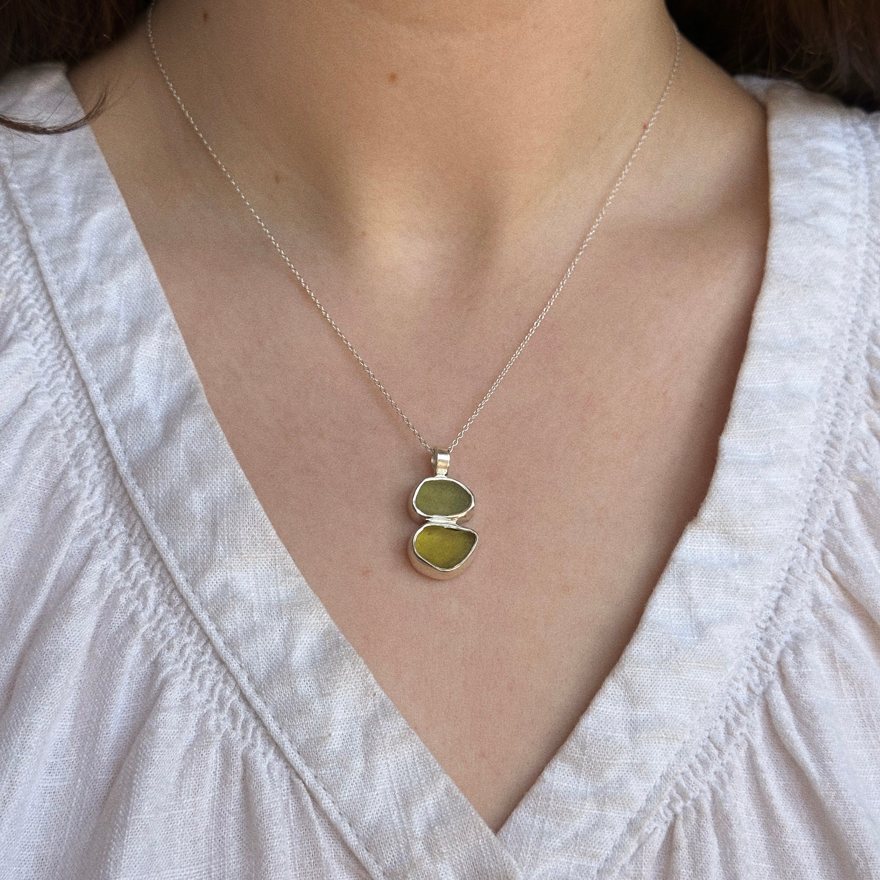 Double sea glass pendant No. 2