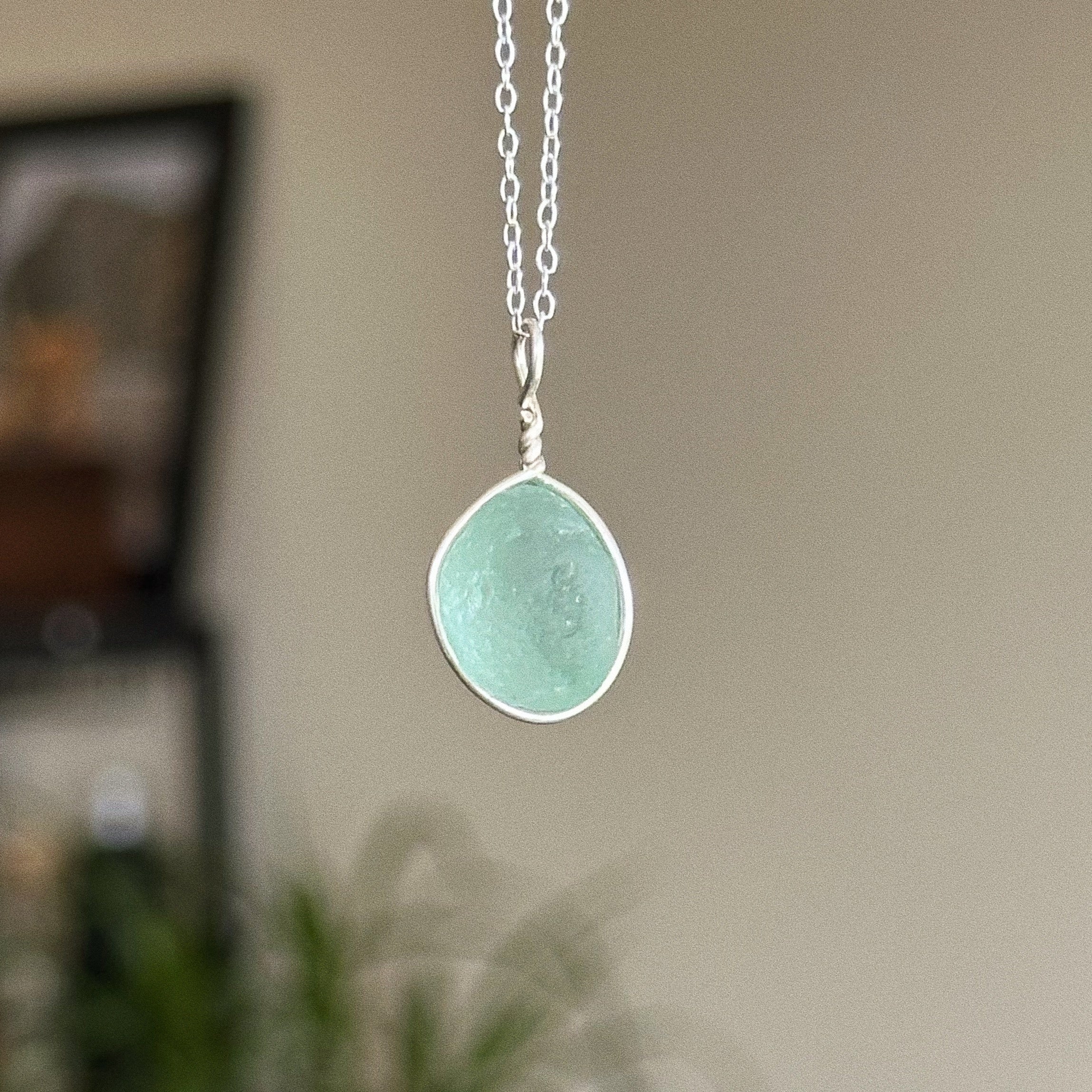 Sea glass bubble wire wrap pendant