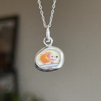 Vintage pottery charm + chain