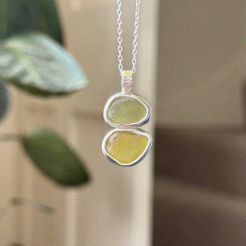 Double sea glass pendant No. 2