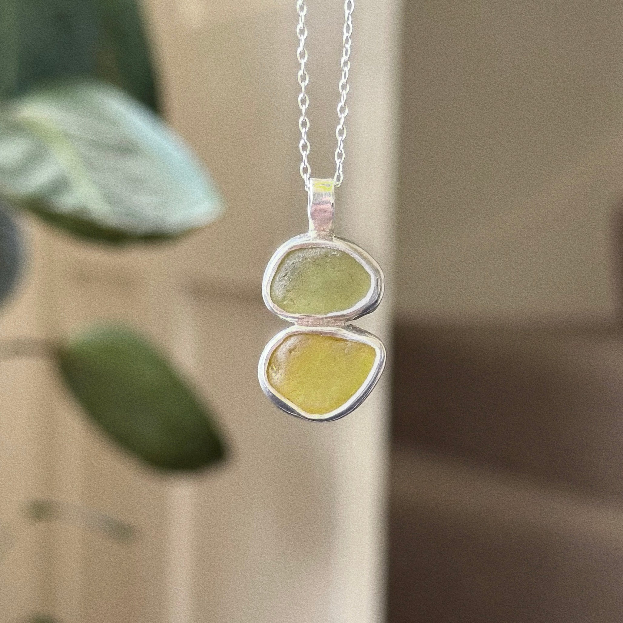 Double sea glass pendant No. 2
