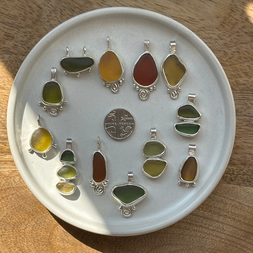 Double sea glass pendant No. 2