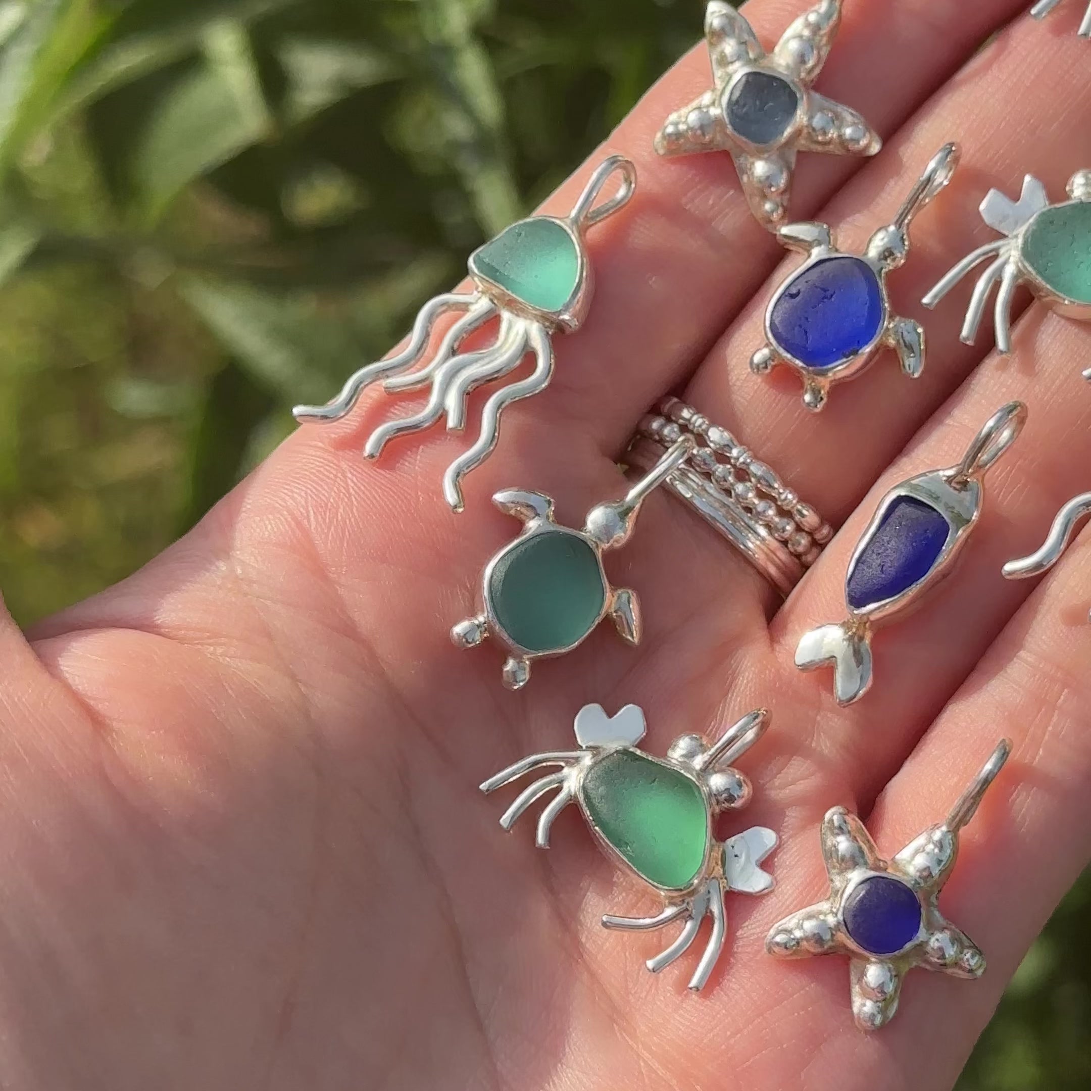 Sea glass crab pendant No. 3